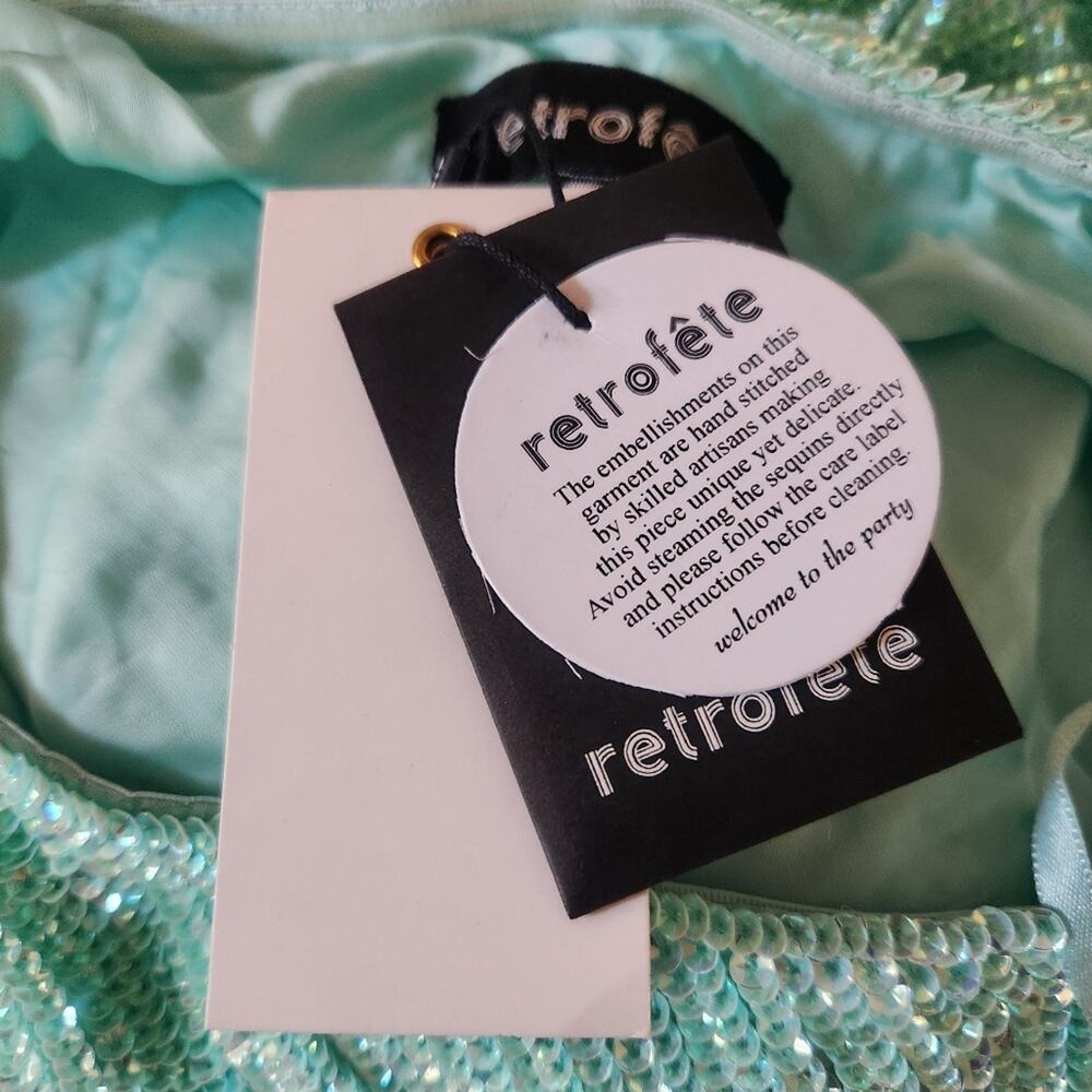 Retrofete Ella Sequin Dress in Blue/Green Size XXS One Shoulder NWT - Picture 9 of 11